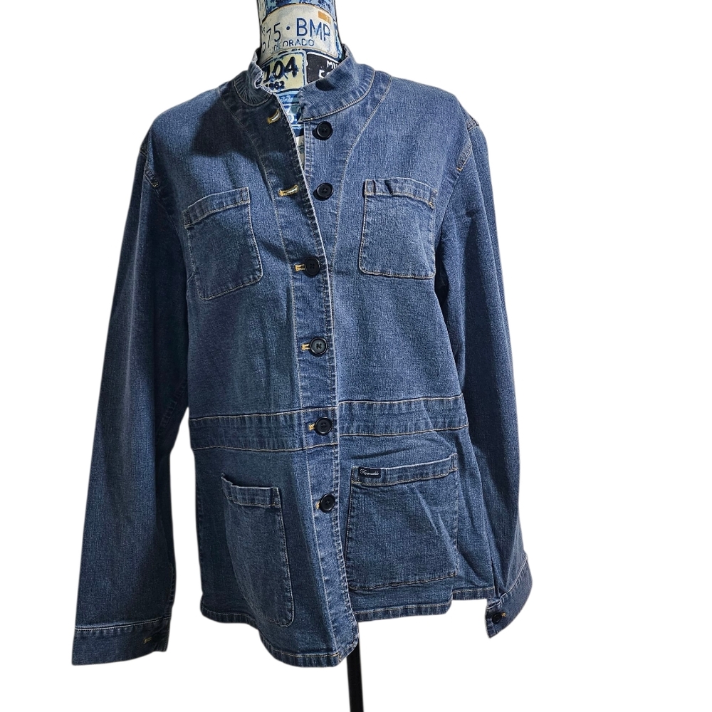 Facconable Denim Utility Work Jacket Large - image 1